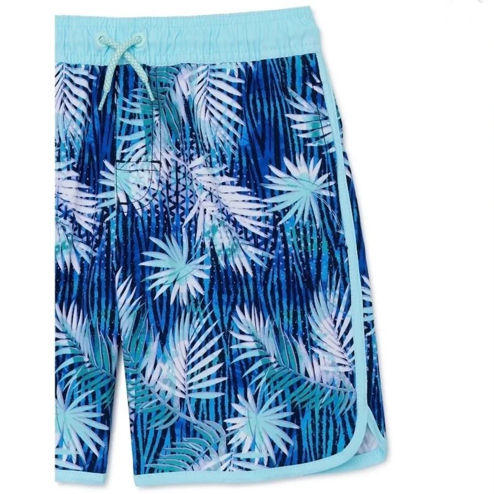 Wonder Nation Boys Quick Dry Swim Trunks Medium 8 New with Tags Palms UPF 50+